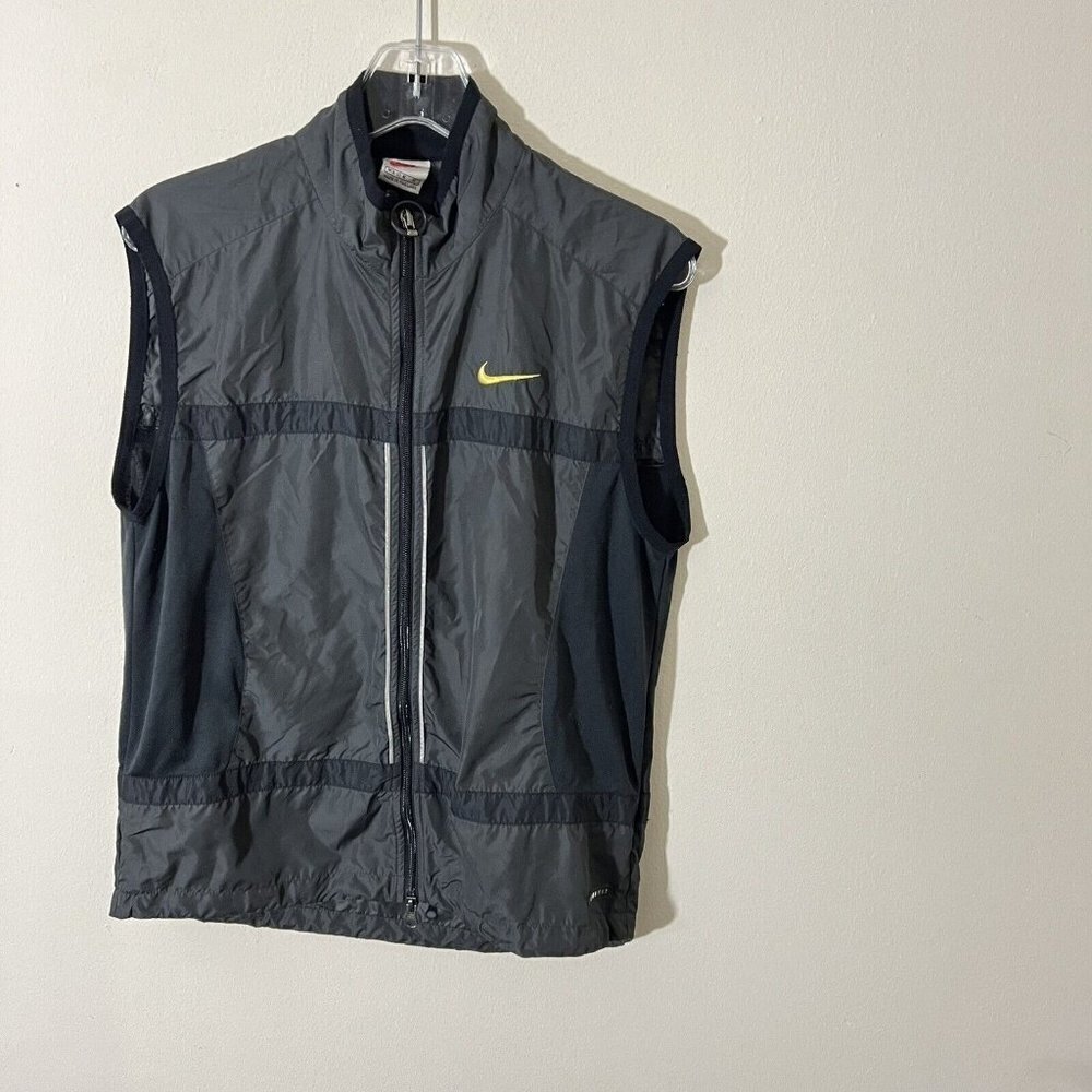 Vintage Nike Vest Womens M Black Running ActiveWear Swoosh Climafit Full Zip